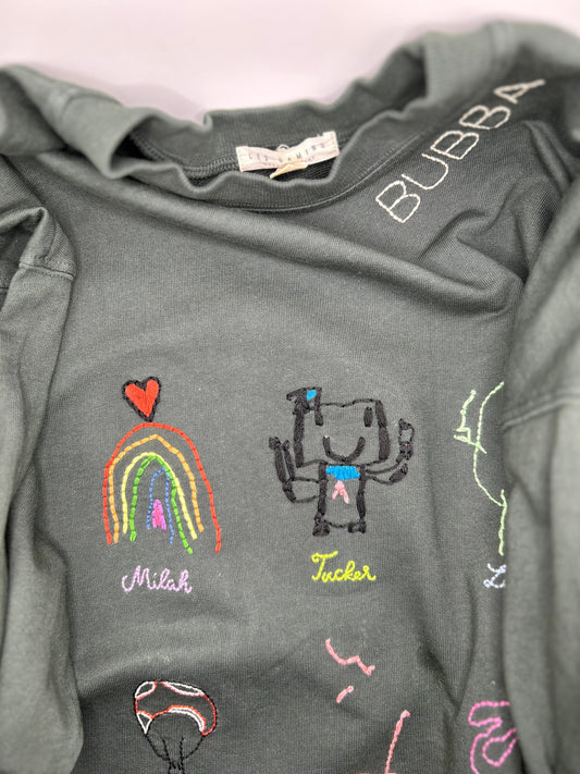 Hand Embroidered Children's Drawings