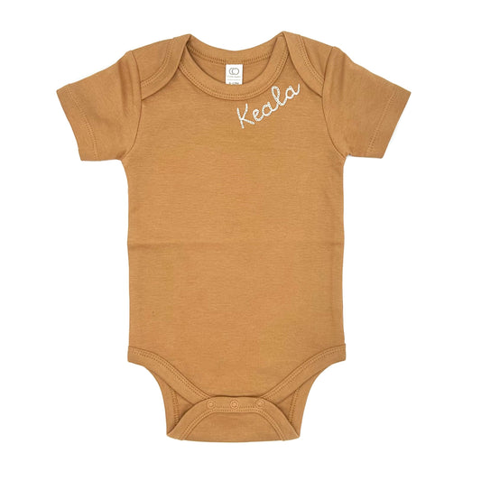 HAND EMBROIDERED NAME ONESIE