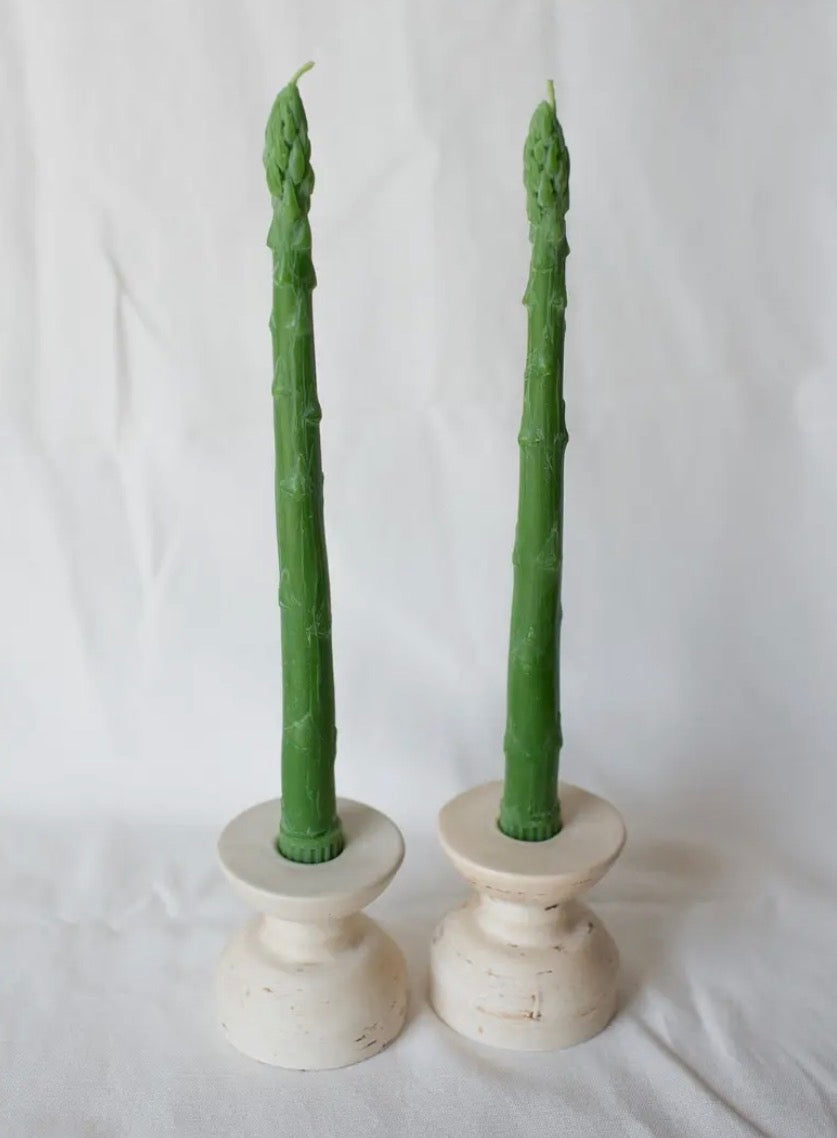 ASPARAGUS BEESWAX TAPER PAIR