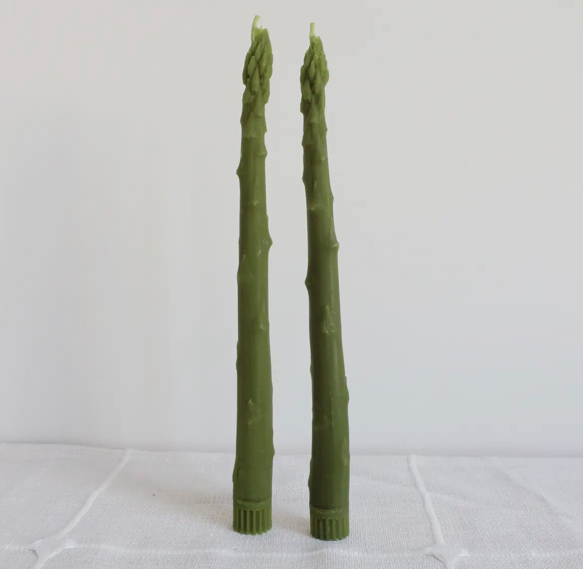 ASPARAGUS BEESWAX TAPER PAIR